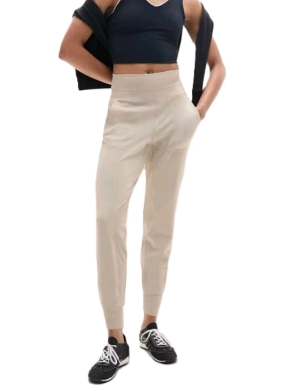 Athleta Venice High Rise Jogger Abalone Beige Pants Large